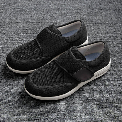 StrideEase Cushioned Walking Shoes worn while walking outdoors